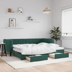 Divano Letto Estraibile Cassetti Verde Scuro 80x200cm Velluto Vidaxl 82115