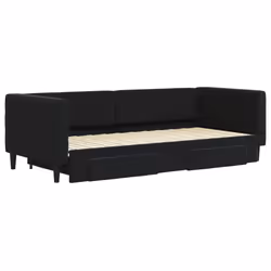 vidaXL Divano Letto Estraibile con Cassetti Nero 90x200 cm in Velluto - Vista aggiuntiva 3
