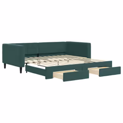 vidaXL Divano Letto Estraibile Cassetti Verde Scuro 100x200cm Velluto - Vista aggiuntiva 2