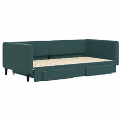 vidaXL Divano Letto Estraibile Cassetti Verde Scuro 100x200cm Velluto - Vista aggiuntiva 3