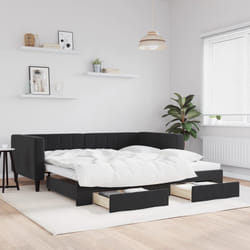 Divano Letto Estraibile con Cassetti Nero 100x200 cm in Vellutocod mxl 82820