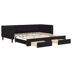 Divano Letto Estraibile con Cassetti Nero 100x200 cm in Vellutocod mxl 82820 - Vista aggiuntiva 2