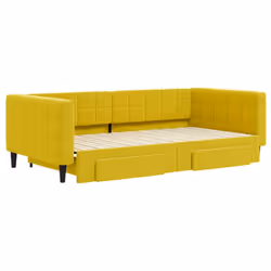 Divano Letto Estraibile con Cassetti Giallo 100x200cm Vellutocod mxl 106756 - Vista aggiuntiva 3