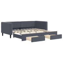 vidaXL Divano Letto Estraibile Cassetti Grigio Scuro 90x190cm Velluto - Vista aggiuntiva 2