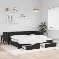 Divano Letto Estraibile con Cassetti Nero 90x190 cm in Vellutocod mxl 130693