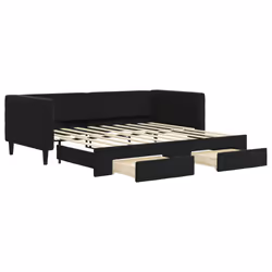 Divano Letto Estraibile con Cassetti Nero 90x190 cm in Vellutocod mxl 130693 - Vista aggiuntiva 2