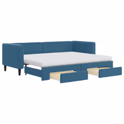 vidaXL Divano Letto Estraibile con Cassetti Blu 80x200 cm in Velluto - Vista aggiuntiva 2