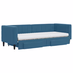 vidaXL Divano Letto Estraibile con Cassetti Blu 80x200 cm in Velluto - Vista aggiuntiva 3