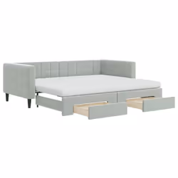 VidaXL 3196756, Divano letto, Grigio, Schiuma, Metallo, Poliestere, Legno, 2230 mm, 900 mm