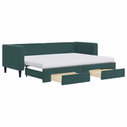 vidaXL Divano Letto Estraibile Cassetti Verde Scuro 80x200cm Velluto - Vista aggiuntiva 2