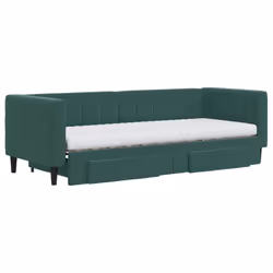 vidaXL Divano Letto Estraibile Cassetti Verde Scuro 80x200cm Velluto - Vista aggiuntiva 3