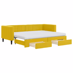 Divano Letto Estraibile con Cassetti Giallo 80x200cm in Vellutocod mxl 130695 - Vista aggiuntiva 2