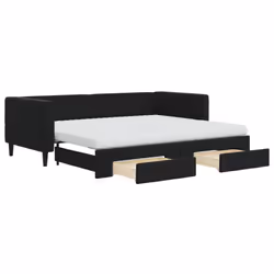 VidaXL 3196767, Divano letto, Nero, Schiuma, Metallo, Poliestere, Legno, 2230 mm, 1000 mm