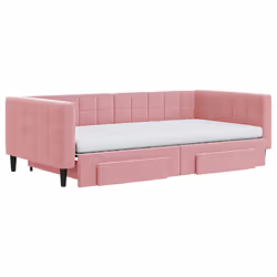 vidaXL Divano Letto Estraibile con Cassetti Rosa 100x200 cm Velluto - Vista aggiuntiva 3