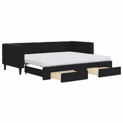 VidaXL 3196778, Divano letto, Nero, Schiuma, Metallo, Poliestere, Legno, 2130 mm, 1000 mm