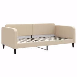 vidaXL Divano Letto con Materasso Crema 100x200 cm in Tessuto - Vista aggiuntiva 3