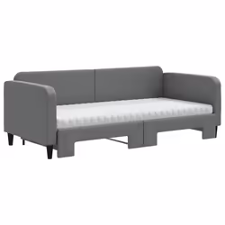 vidaXL Divano Letto Estraibile Materassi Grigio Scuro 90x200cm Tessuto - Vista aggiuntiva 3