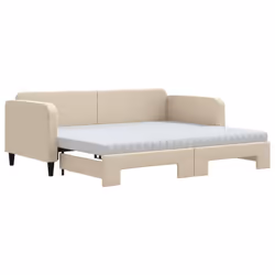 vidaXL Divano Letto Estraibile con Materassi Crema 90x200 cm Tessuto - Vista aggiuntiva 2