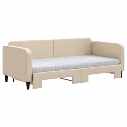 vidaXL Divano Letto Estraibile con Materassi Crema 90x200 cm Tessuto - Vista aggiuntiva 3