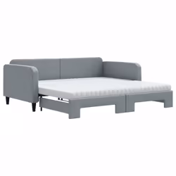 vidaXL Divano Letto Estraibile Materassi Grigio Chiaro 100x200 Tessuto - Vista aggiuntiva 2