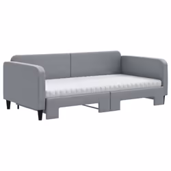 vidaXL Divano Letto Estraibile Materassi Grigio Chiaro 100x200 Tessuto - Vista aggiuntiva 3