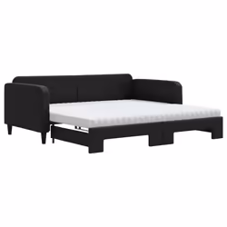 Divano Letto Estraibile con Materassi Nero 100x200 cm Tessutocod mxl 111746 - Vista aggiuntiva 2