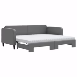vidaXL Divano Letto Estraibile Materassi Grigio Scuro 90x190cm Tessuto - Vista aggiuntiva 2