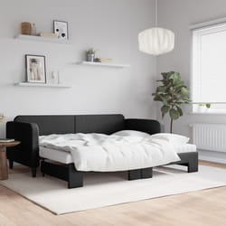 Divano Letto Estraibile con Materassi Nero 90x190 cm in Tessutocod mxl 130618