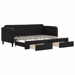 vidaXL Divano Letto Estraibile con Cassetti Nero 80x200 cm in Tessuto - Vista aggiuntiva 2