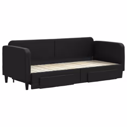 vidaXL Divano Letto Estraibile con Cassetti Nero 80x200 cm in Tessuto - Vista aggiuntiva 3