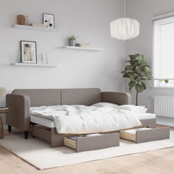 Vidaxl - Divano Letto Estraibile con Cassetti, Letto per adulti Tortora 80x200 cm Tessuto 9404