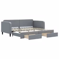 Divano Letto Estraibile Cassetti Grigio Chiaro 90x200cm Tessutocod mxl 130637 - Vista aggiuntiva 2