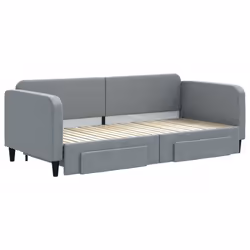 Divano Letto Estraibile Cassetti Grigio Chiaro 90x200cm Tessutocod mxl 130637 - Vista aggiuntiva 3