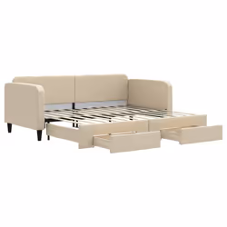 vidaXL Divano Letto Estraibile con Cassetti Crema 90x200 cm in Tessuto - Vista aggiuntiva 2