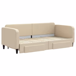 vidaXL Divano Letto Estraibile con Cassetti Crema 90x200 cm in Tessuto - Vista aggiuntiva 3