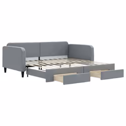 Divano Letto Estraibile Cassetti Grigio Chiaro 100x200 Tessutocod mxl 106647 - Vista aggiuntiva 2