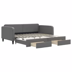 vidaXL Divano Letto Estraibile Cassetti Grigio Scuro 100x200cm Tessuto - Vista aggiuntiva 2