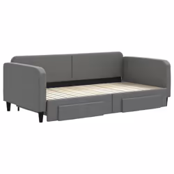 vidaXL Divano Letto Estraibile Cassetti Grigio Scuro 100x200cm Tessuto - Vista aggiuntiva 3