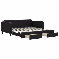 Divano Letto Estraibile con Cassetti Nero 100x200 cm in Tessutocod mxl 130629 - Vista aggiuntiva 2