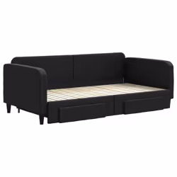 Divano Letto Estraibile con Cassetti Nero 100x200 cm in Tessutocod mxl 130629 - Vista aggiuntiva 3