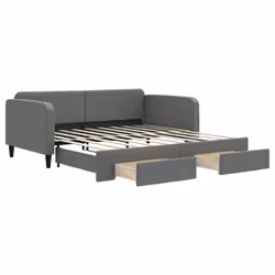 Divano Letto Estraibile Cassetti Grigio Scuro 90x190cm Tessutocod mxl 82714 - Vista aggiuntiva 2