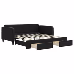 vidaXL Divano Letto Estraibile con Cassetti Nero 90x190 cm in Tessuto - Vista aggiuntiva 2