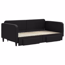 vidaXL Divano Letto Estraibile con Cassetti Nero 90x190 cm in Tessuto - Vista aggiuntiva 3
