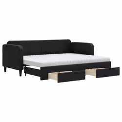 vidaXL Divano Letto Estraibile con Cassetti Nero 80x200 cm in Tessuto - Vista aggiuntiva 2