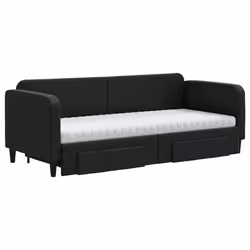 vidaXL Divano Letto Estraibile con Cassetti Nero 80x200 cm in Tessuto - Vista aggiuntiva 3