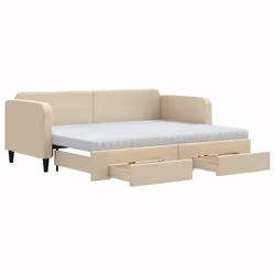 Divano Letto Estraibile con Cassetti Crema 80x200 cm in Tessutocod mxl 106659 - Vista aggiuntiva 2