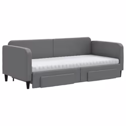vidaXL Divano Letto Estraibile Cassetti Grigio Scuro 90x200cm Tessuto - Vista aggiuntiva 3