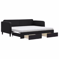 vidaXL Divano Letto Estraibile con Cassetti Nero 90x200 cm in Tessuto - Vista aggiuntiva 2