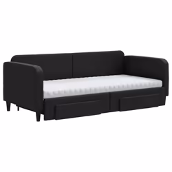 vidaXL Divano Letto Estraibile con Cassetti Nero 90x200 cm in Tessuto - Vista aggiuntiva 3