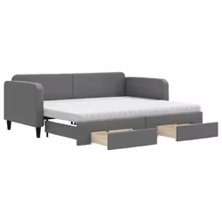vidaXL Divano Letto Estraibile Cassetti Grigio Scuro 90x190cm Tessuto - Vista aggiuntiva 2